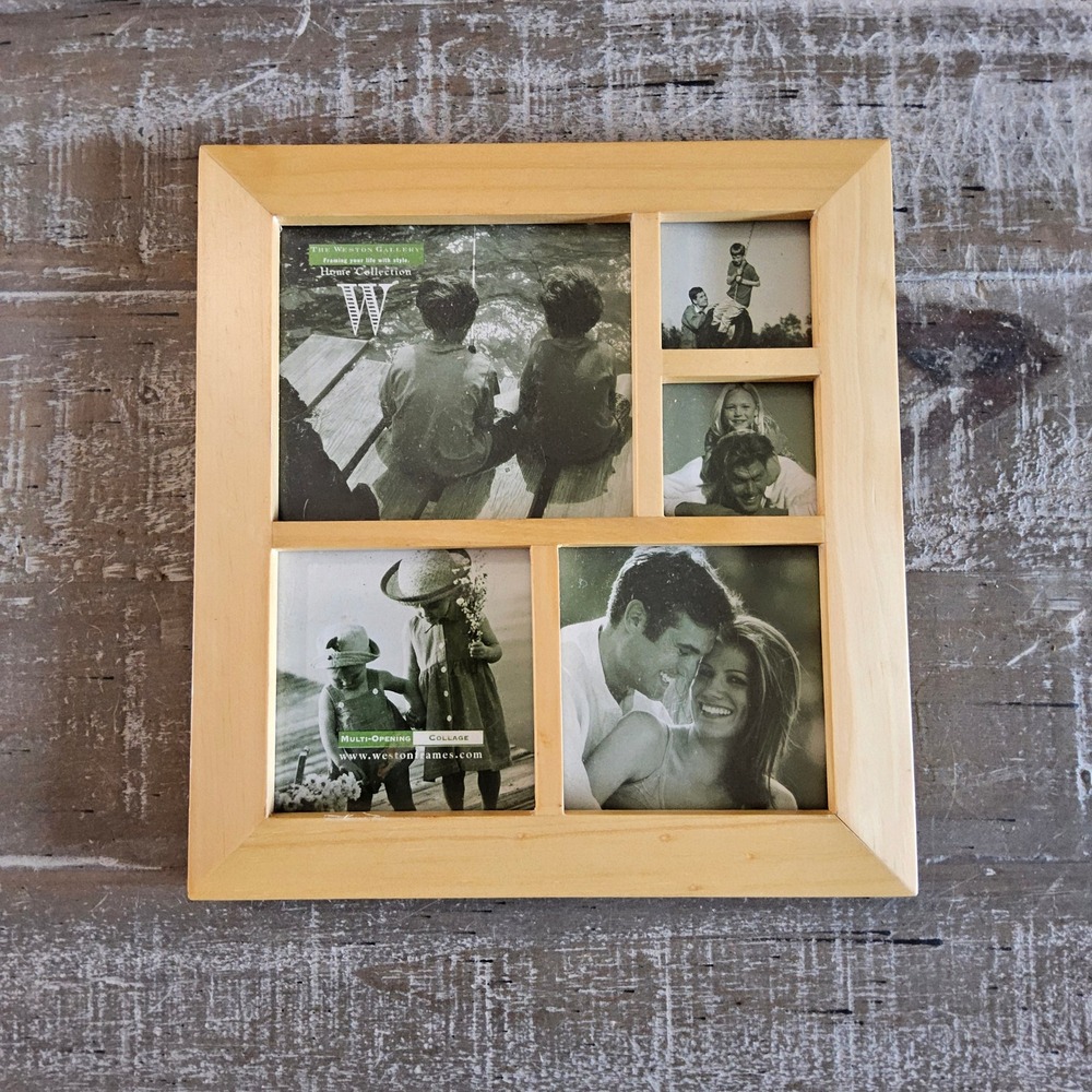 Weston Gallery Collage Picture Frame Tan Wood 5-Opening Home Collection